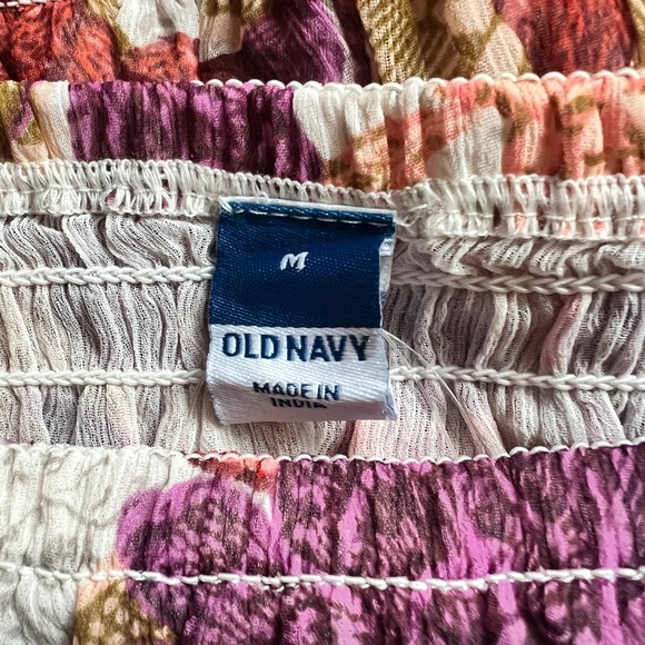 Old Navy Women's Autumn Leaves Floral Fitted Puff-Sleeve Smocked Top Size M NWOT - Picture 6 of 8